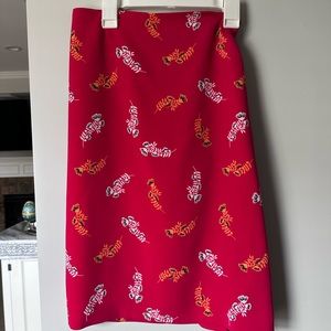 Red work skirt